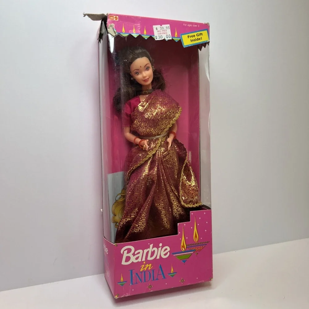 1993 Barbie in India Purple Gold Sari Mattel India NIB Vintage Box Damage